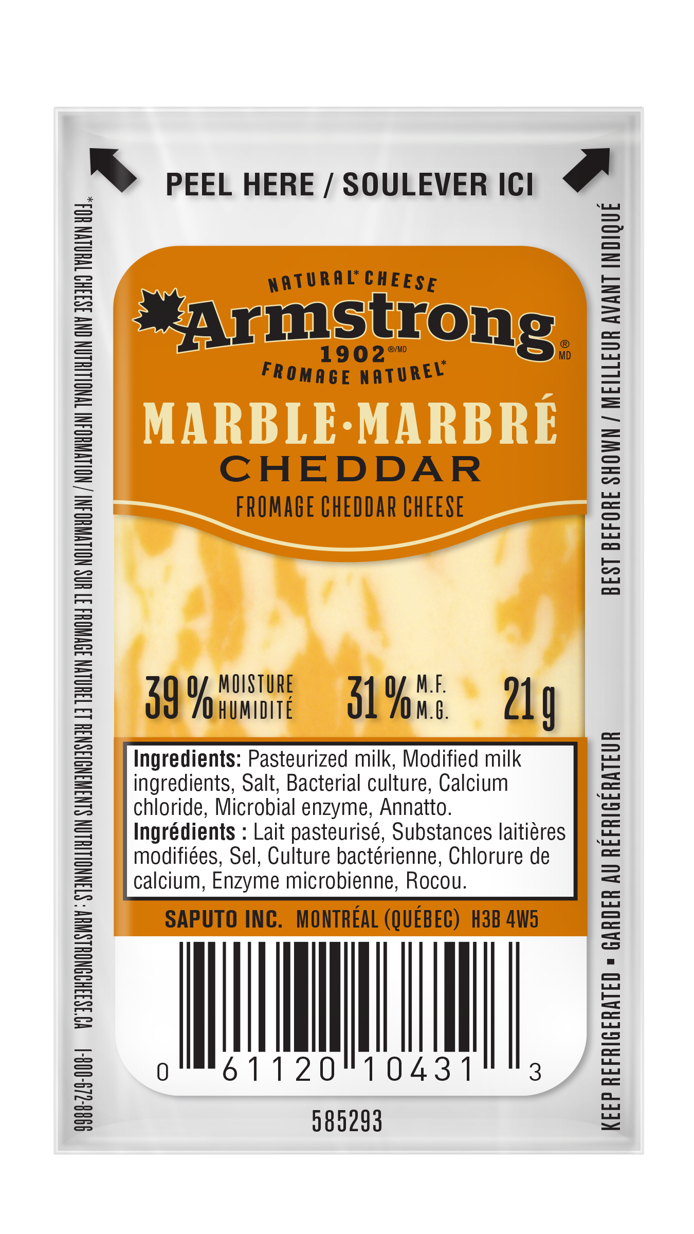 armstrong fromage cheddar marbre doux 96/21gr