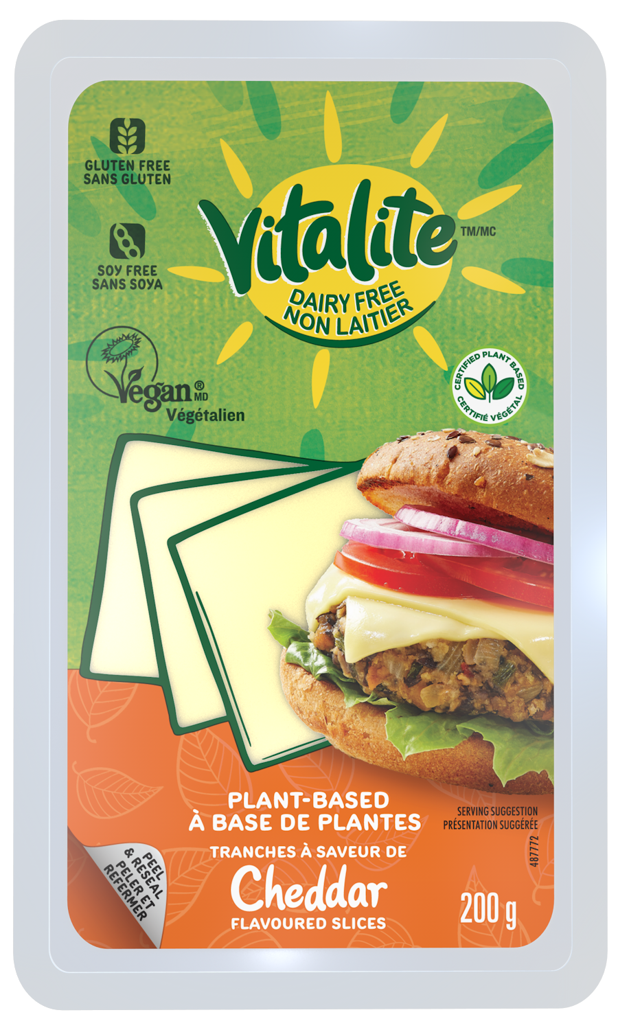 vitalite plant based cheddar slices 11/200gr