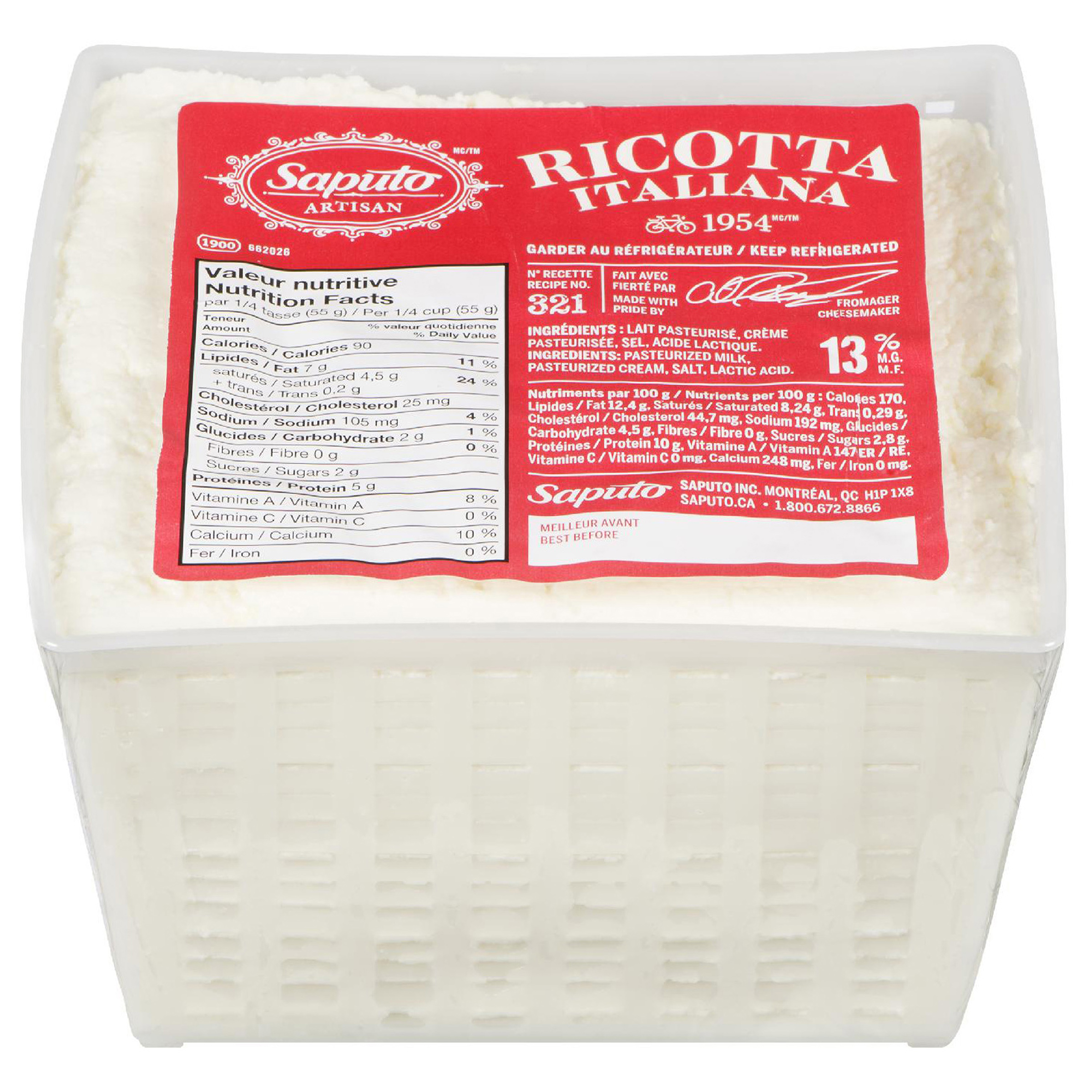 fromage ricotta x kg 2.5 kg