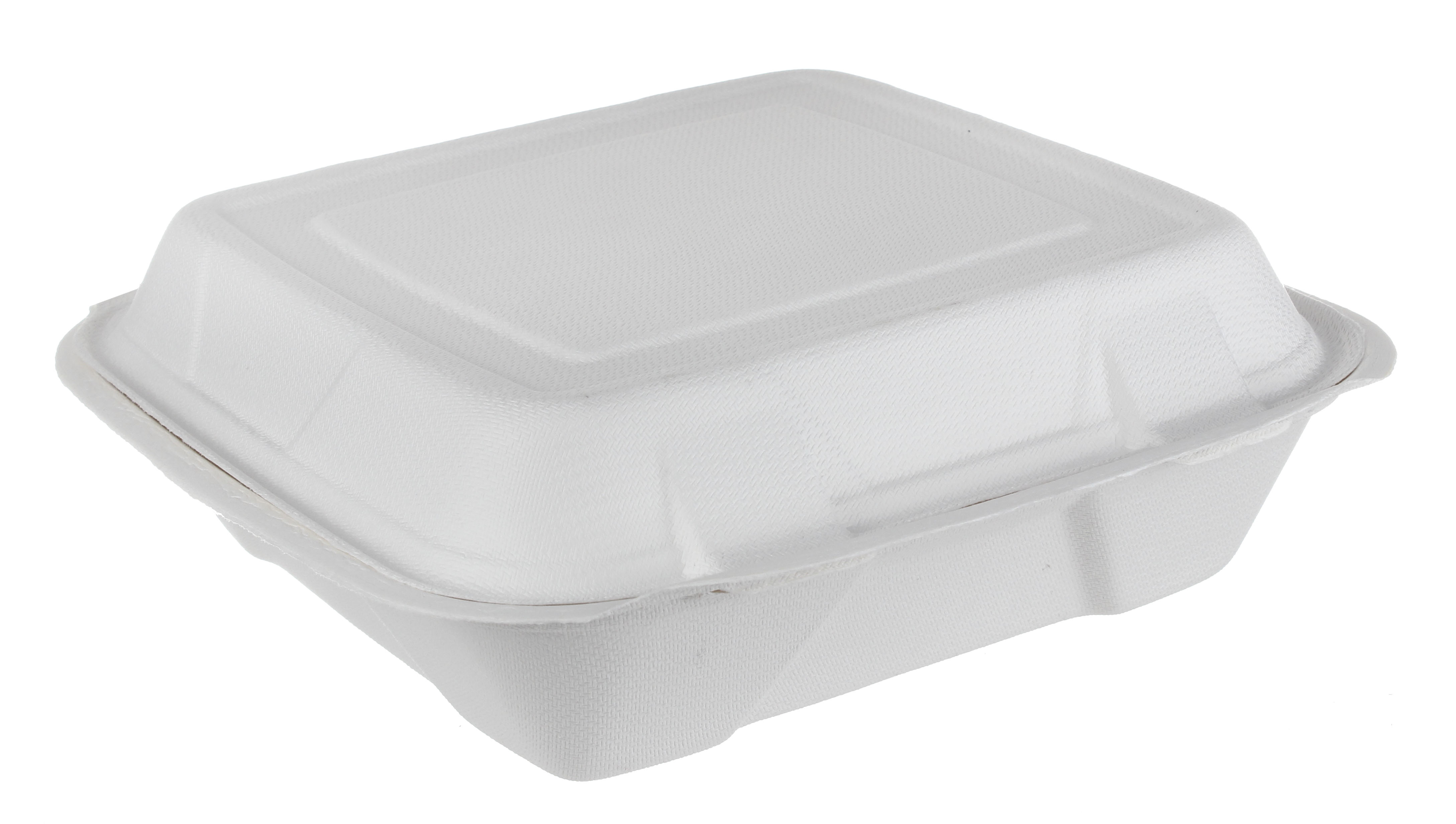 compostable hinged container 9 x 6 x 3 100/cs