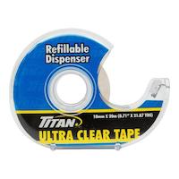 titan ultra clear tape w/disp. 18mmx20m 24/cs